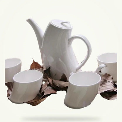 Scandinavian Porcelain Teapot Set 900ml with 4 Cups, product photo on a plain background
