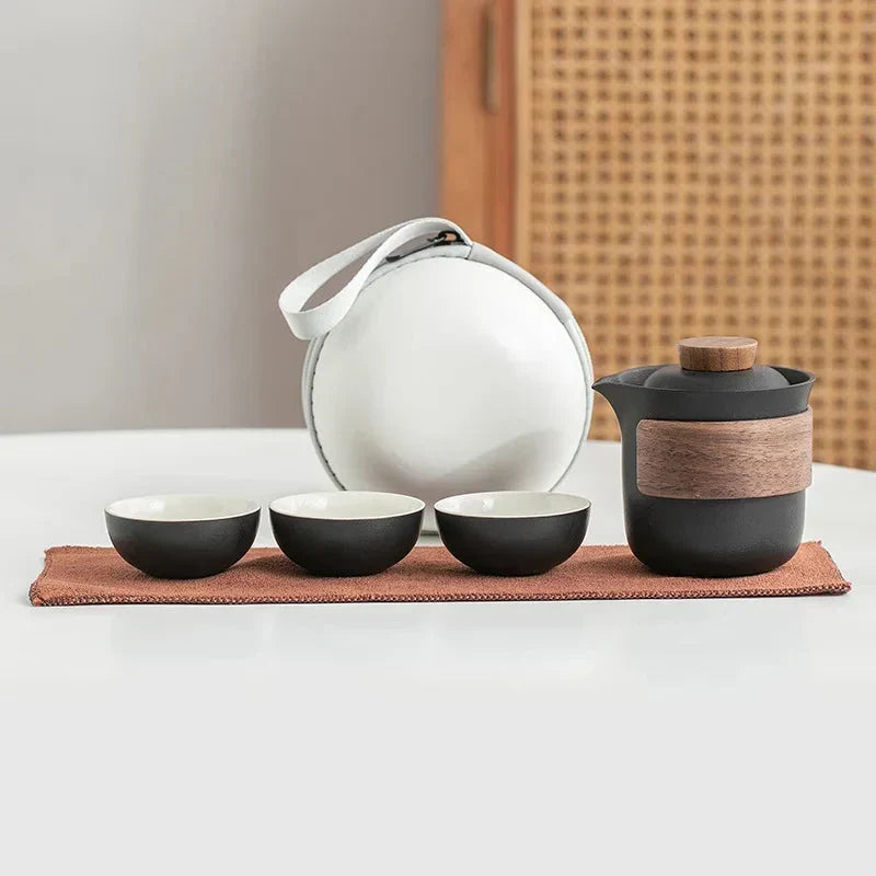 Nordic glass teapot set with creamer and three cups, deluxe variant