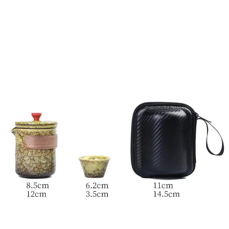 Hygge teapot and cup on wooden tray, Scandinavian cozy setting
