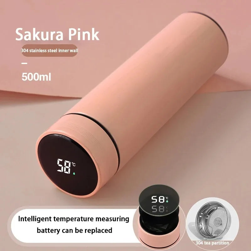 Rose pink Scandinavian thermos teapot with lid, 480ml insulated