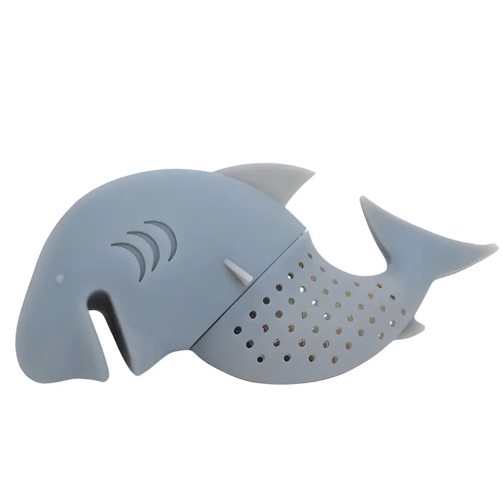 Flexible gray silicone shark loose leaf tea strainer