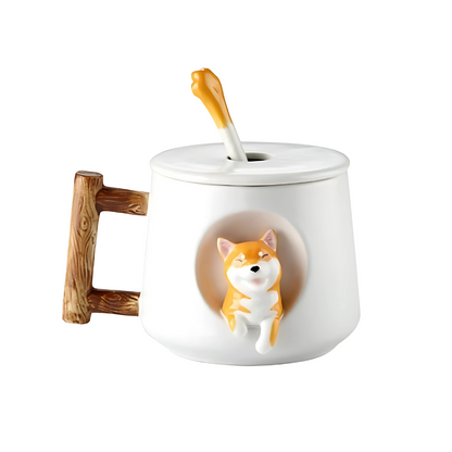 shiba-inu-tea-cup-with-lid-and-spoon-cute-ceramic-mug Duo Face and Back