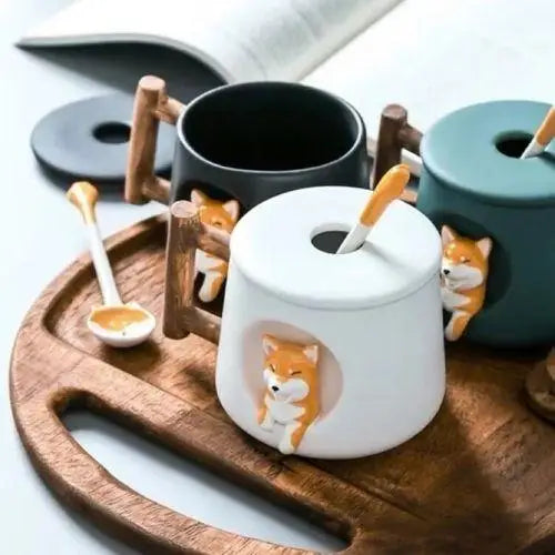 Shiba Inu ceramic mug side view showing character print detail