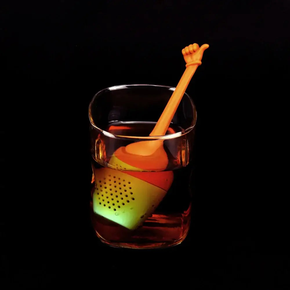 Close-up of silicone tea infuser with locking lid