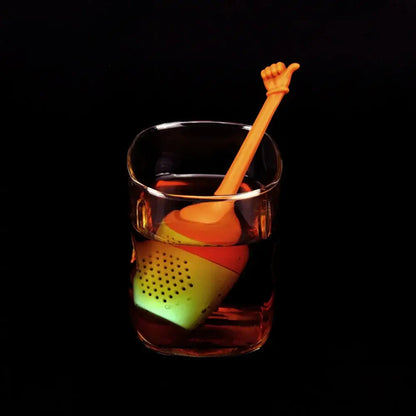 Close-up of silicone tea infuser with locking lid