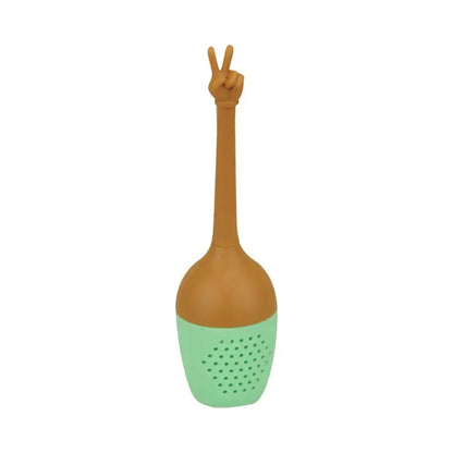 Silicone tea infuser with green tea leaves