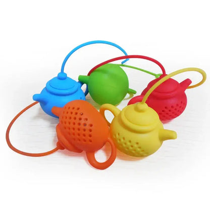 Silicone teapot tea infuser in orange with chain