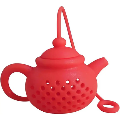 silicone-teapot-tea-infuser-with-chain-7-colors Red