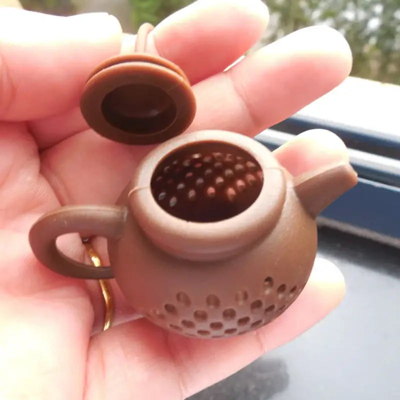 Colorful silicone teapot infusers on display