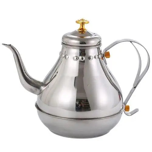 Silver oriental stainless steel teapot 1.2 liter front view