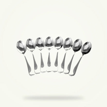Silver Tea Spoons Set of 6 - Elegant Stainless Steel Tea Spoons for Loose Leaf Tea, product photo on a plain background