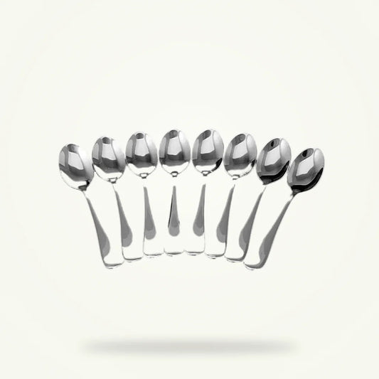 Silver Tea Spoons Set of 6 - Elegant Stainless Steel Tea Spoons for Loose Leaf Tea, product photo on a plain background