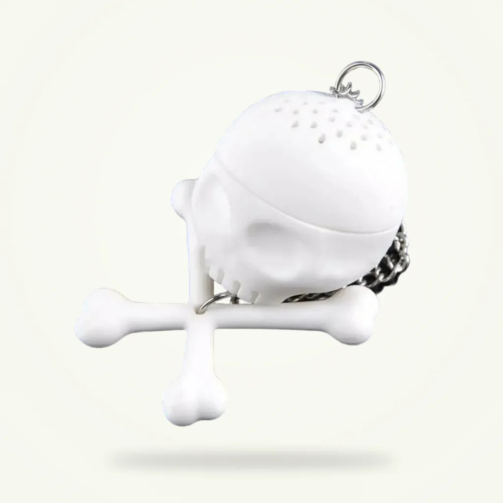 Skull Tea Infuser - Fun Silicone Tea Strainer for Loose Leaf Tea, product photo on a plain background