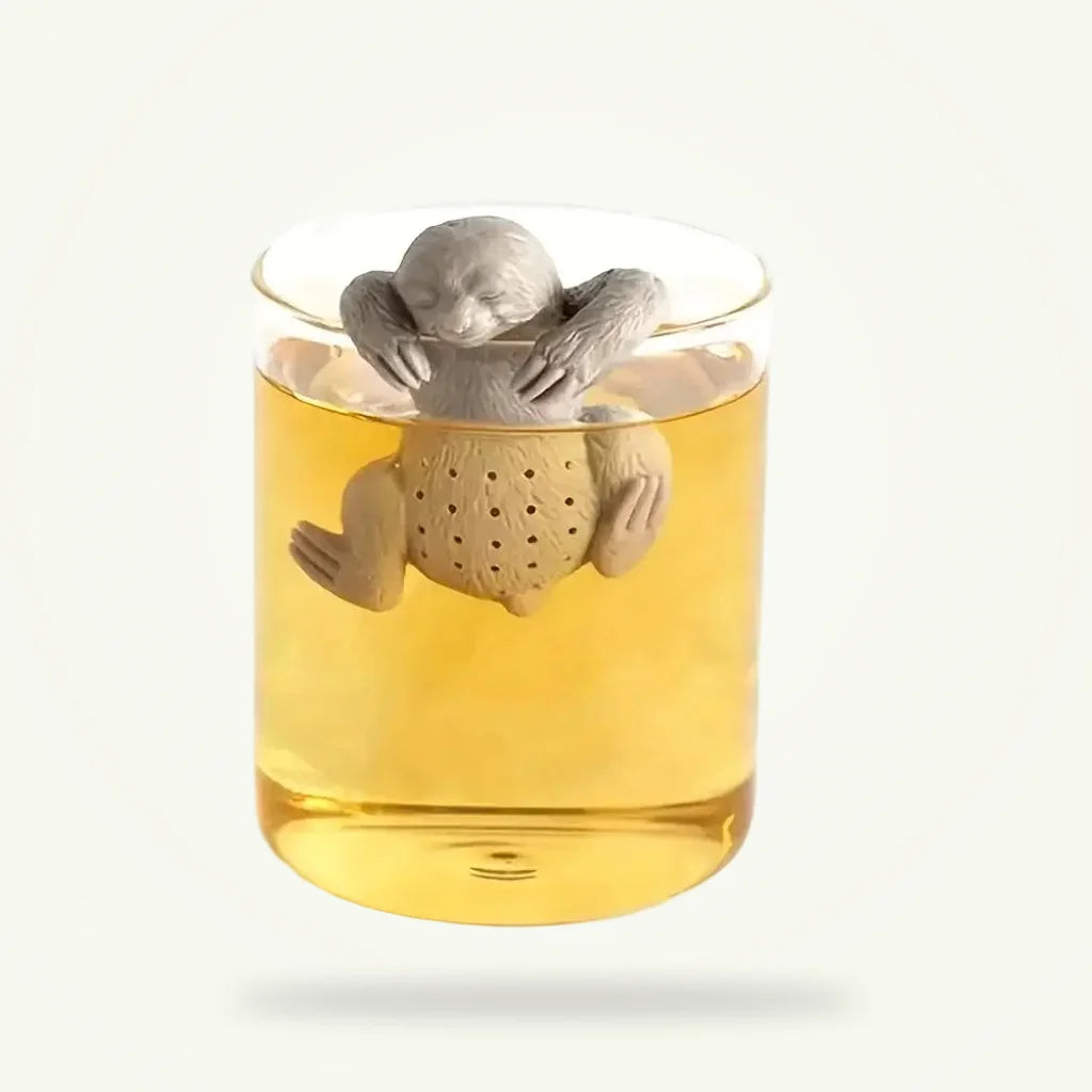 Sloth Tea Infuser - Cute Silicone Tea Strainer for Loose Leaf Tea, product photo on a plain background