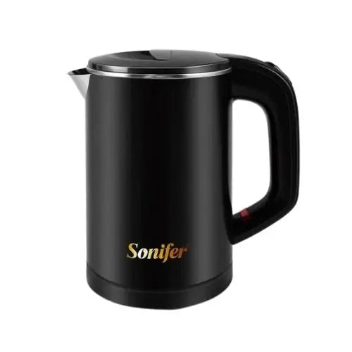 Small black electric kettle on kitchen counter