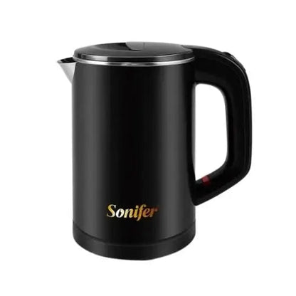 Small black electric kettle on kitchen counter