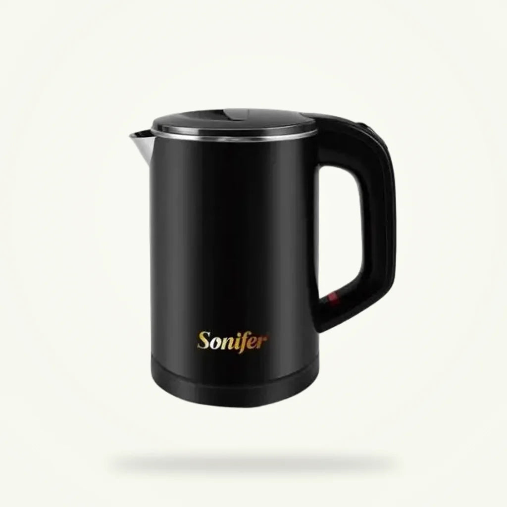 Small Electric Kettle 600W, 0.6L Black Stainless Steel, product photo on a plain background