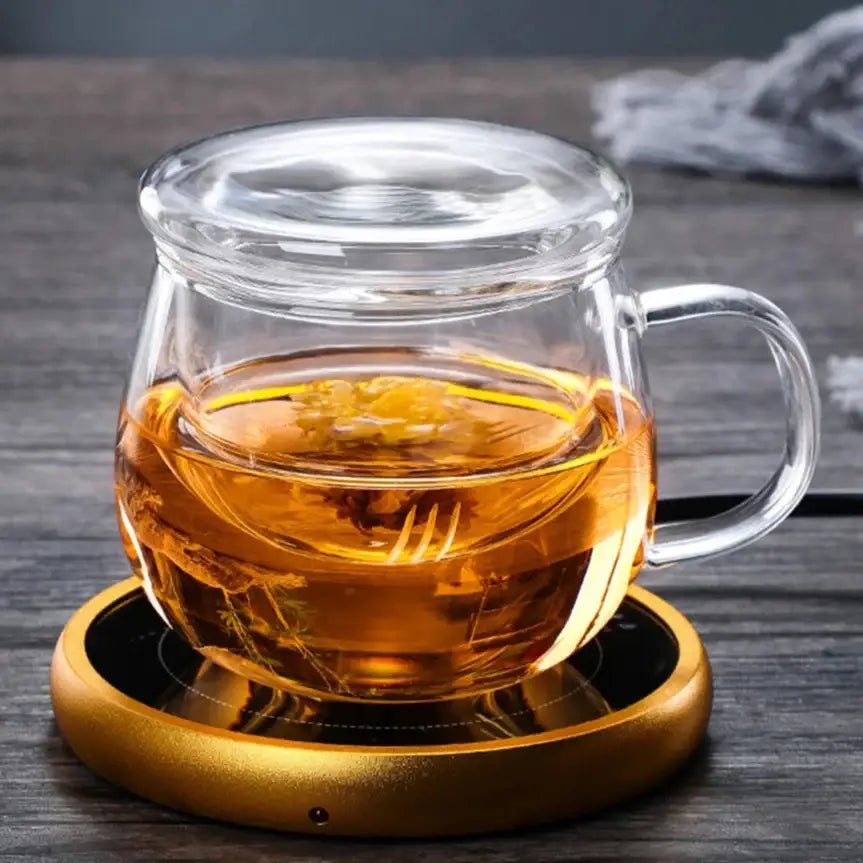Small glass teapot with lid and infuser