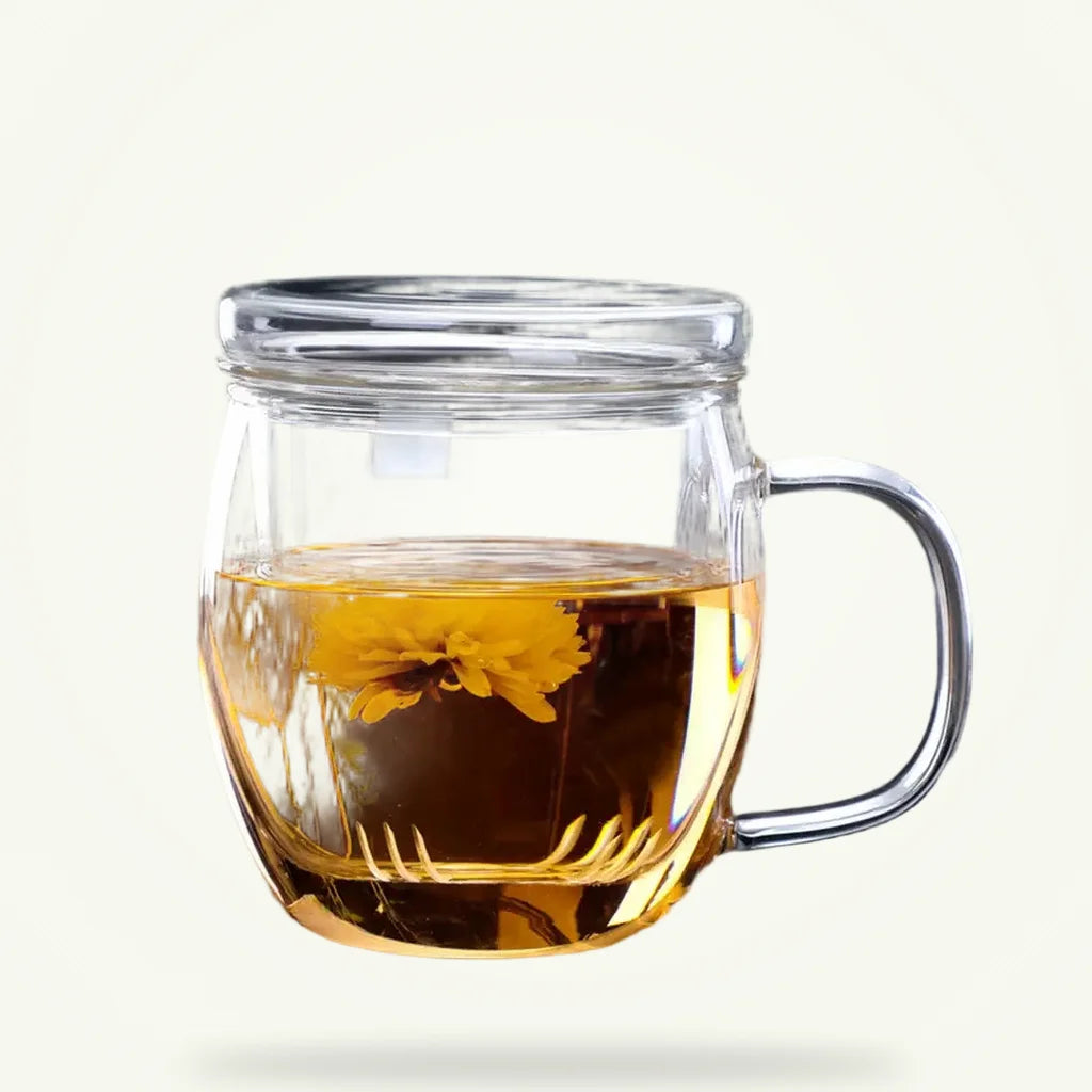 Small Glass Teapot with Removable Infuser for Loose Leaf Tea, product photo on a plain background