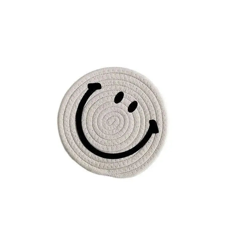 Off white smiley coaster set for tea and coffee