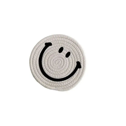 Off white smiley coaster set for tea and coffee