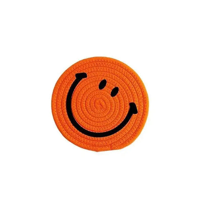 smiley-coaster-set-handwoven-cotton-teacup-coasters 4 Coasters / Orange