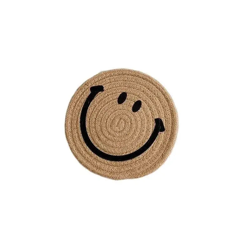 smiley-coaster-set-handwoven-cotton-teacup-coasters 4 Coasters / Khaki