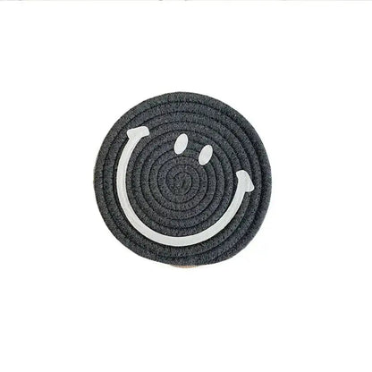smiley-coaster-set-handwoven-cotton-teacup-coasters 4 Coasters / Dark Grey
