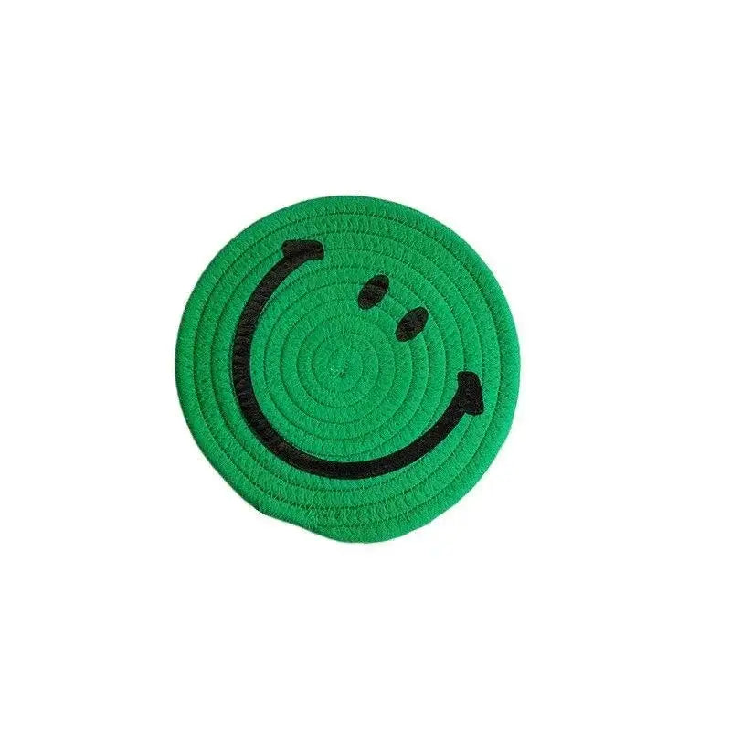 smiley-coaster-set-handwoven-cotton-teacup-coasters 4 Coasters / Green