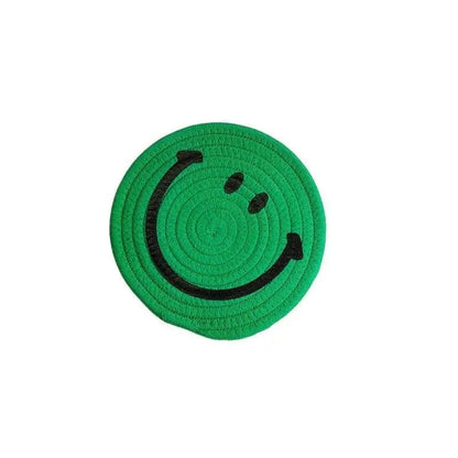 smiley-coaster-set-handwoven-cotton-teacup-coasters 4 Coasters / Green