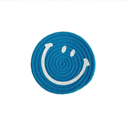 smiley-coaster-set-handwoven-cotton-teacup-coasters 4 Coasters / Blue