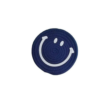 smiley-coaster-set-handwoven-cotton-teacup-coasters 4 Coasters / Dark Blue
