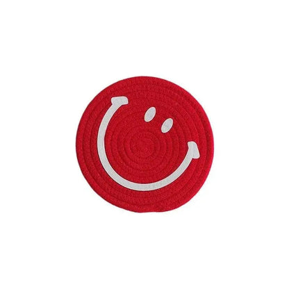 Red smiley coaster set for tea and coffee