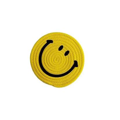 Yellow smiley coaster set for tea and coffee