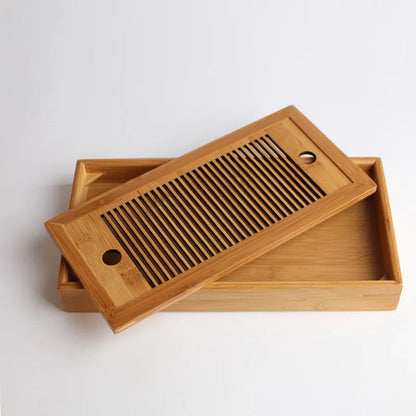 Solid Wood Tea Tray with Drainage Drawer - view 2