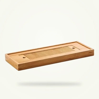 Solid Wood Tea Tray with Drainage Drawer, product photo on a plain background