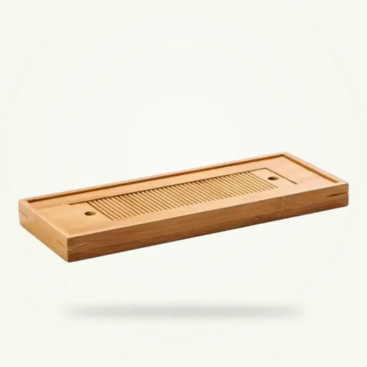 Solid Wood Tea Tray with Drainage Drawer, product photo on a plain background
