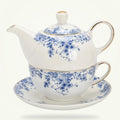 Solo Teapot Set with Cup and Saucer 350ml - Scandinavian Porcelain Teapot for One