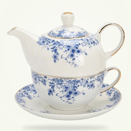 Solo teapot set with cup and saucer 350ml Scandinavian porcelain on plain background