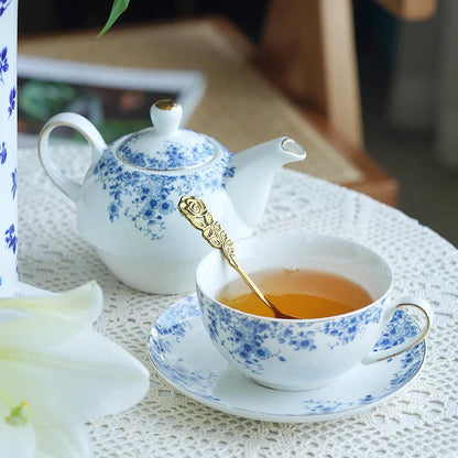 Scandinavian porcelain solo teapot set in soft natural color on table