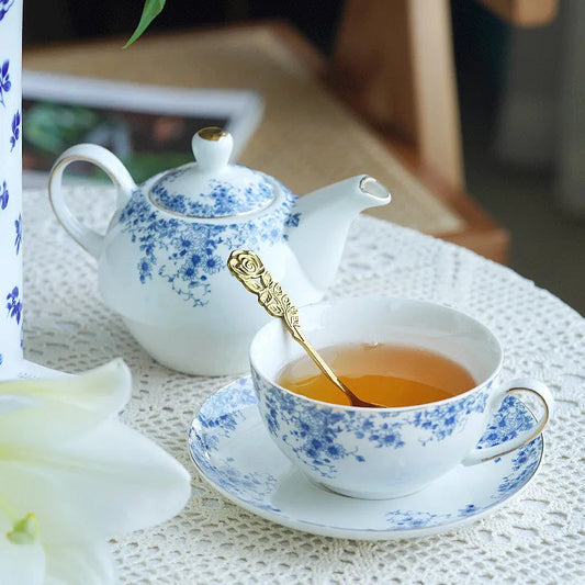 Scandinavian porcelain solo teapot set in soft natural color on table