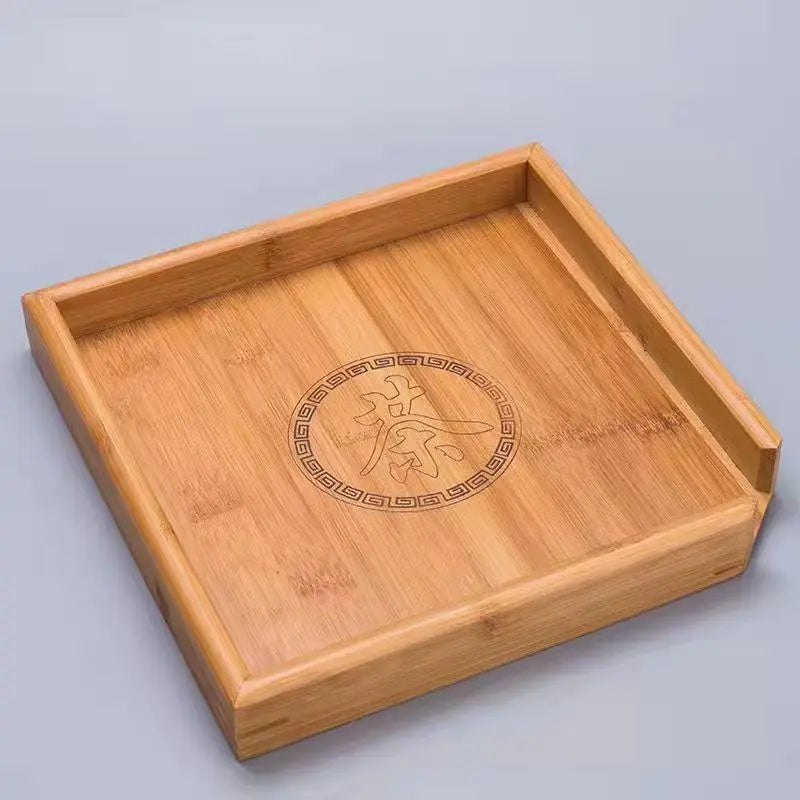 Square Bamboo Tea Tray with Storage - view 5