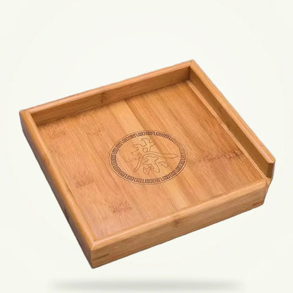 Square Bamboo Tea Tray with Storage, product photo on a plain background
