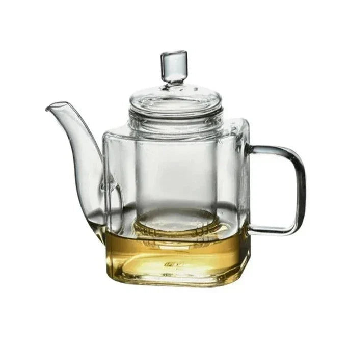 Square glass teapot 300ml with removable infuser, Scandinavian design