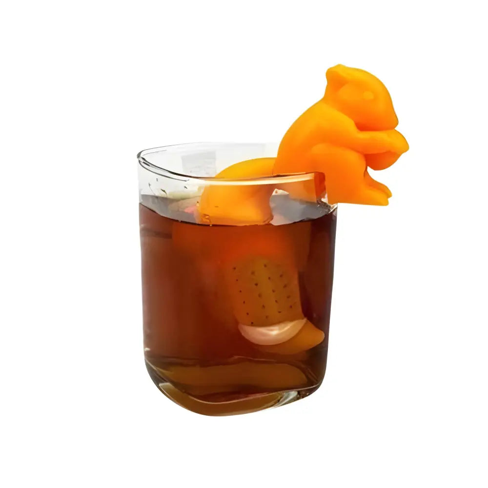 Orange squirrel silicone tea infuser strainer for mugs