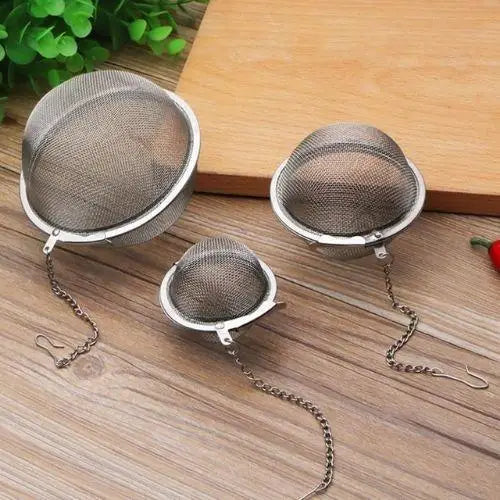 Stainless steel ball tea infuser closed and ready to use