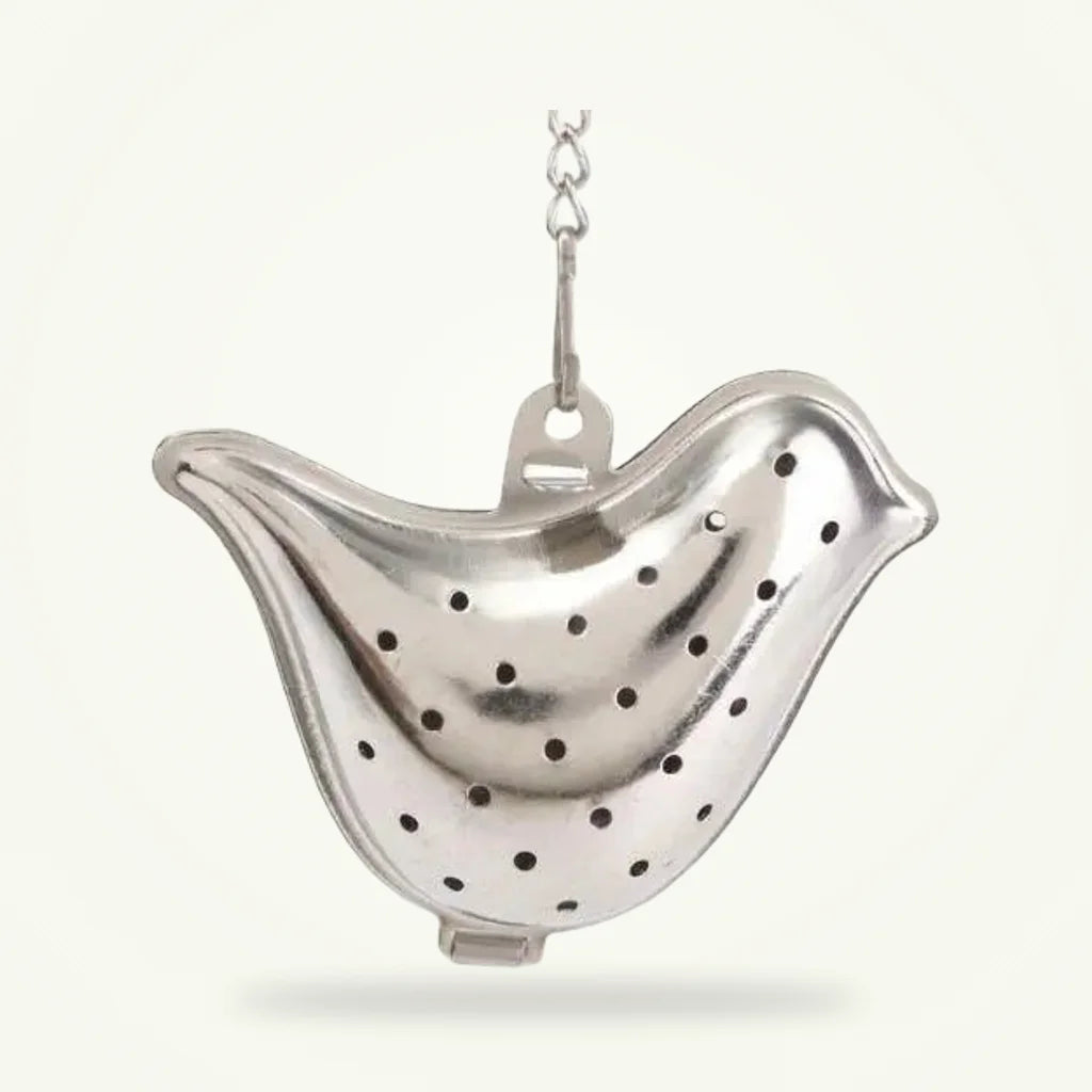 Stainless Steel Bird Tea Infuser for Loose Leaf Tea, product photo on a plain background