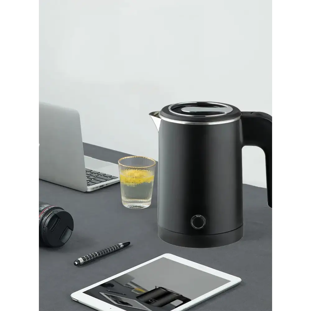 Auto shut-off electric teapot stainless steel side view
