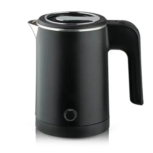 Black stainless steel electric teapot with auto shut-off button