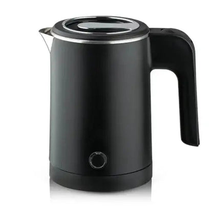 Black stainless steel electric teapot with auto shut-off button